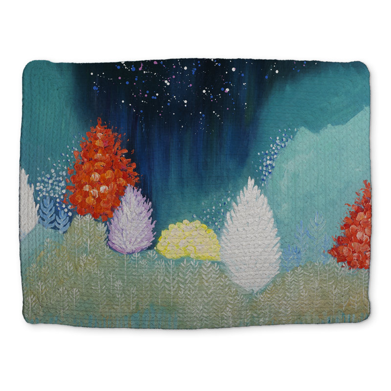Contemporary Blue Braided Placemat - Mysterious Colorful Trees