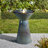 Two Birds Embossed Plant Pattern Pedestal Ceramic Fountain With Light-1296550314