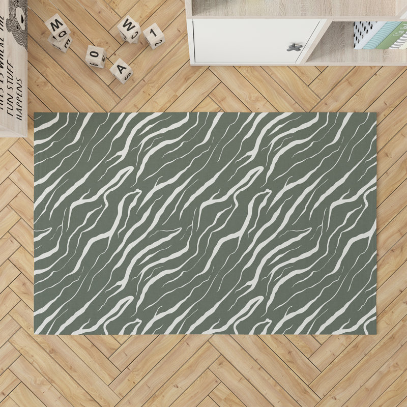 Lush Cracks Kids Play Mat, Chimichurri/Green, Rectangle 4' x 6'