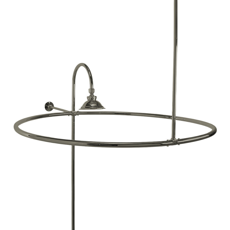 P0757 Cabine avec anneau de douche rond 32 po et entretoise murale 12 po, Nickel mat