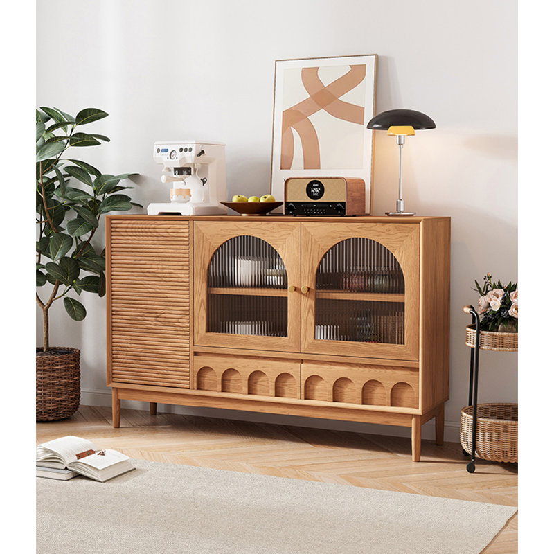 Buffet en bois massif de style scandinave, H 31,5 po x l 55,1 po x P 15,7 po