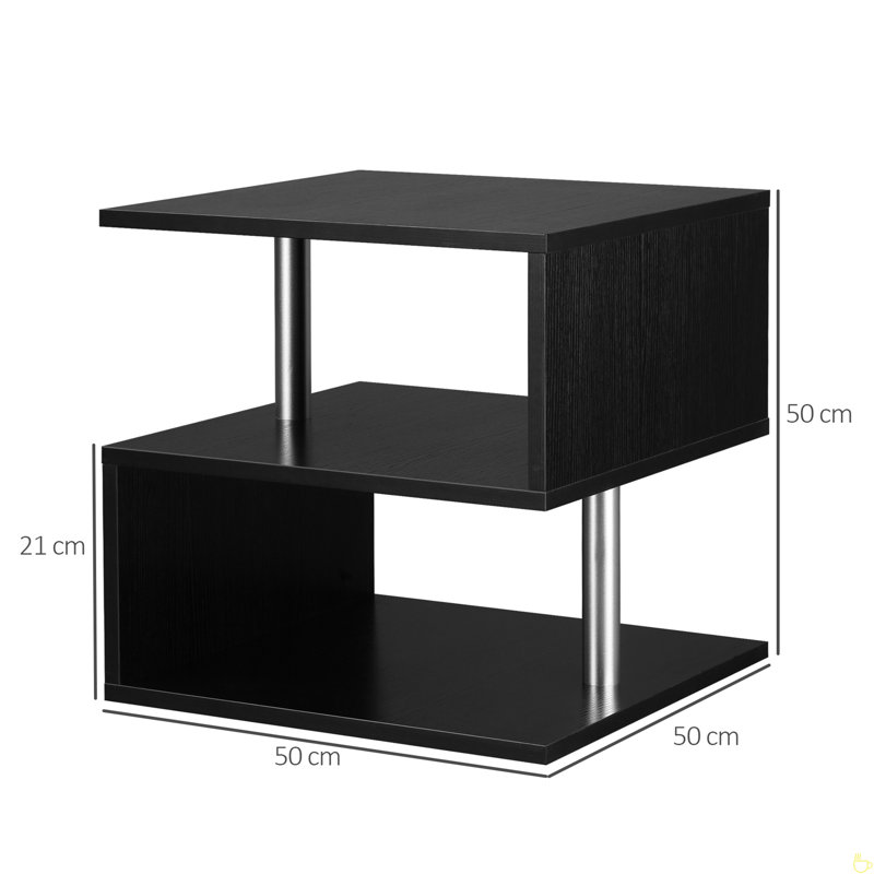 Coffee Table With S-Shaped 3 Tiers Open Storage Shelf Matte Center Sofa Tea Table