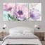 Aquarelle, fleurs d'anémone rose et mauve sur toile, impression florale (ensemble de 3)-1535846266