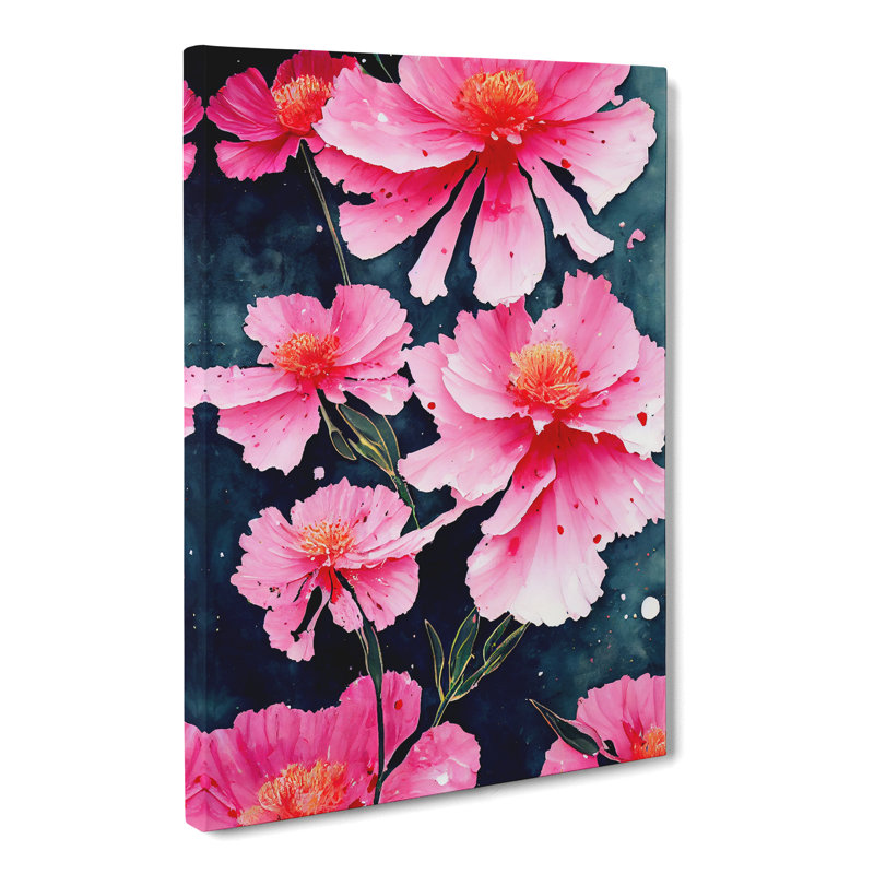 Carnation Flower Splatter Vol.3 - Wrapped Canvas, 50cm H x 35cm W x 3cm D