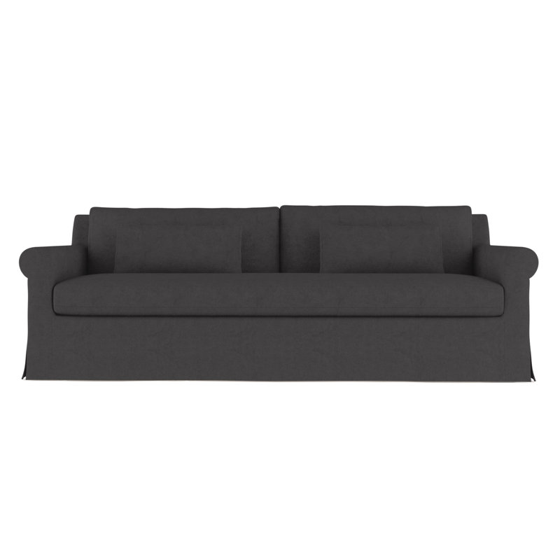 Canapé à accoudoirs arrondis Ludlow, Velours moelleux huître, H 34 po x l 108 po x P 38 po, Naturel