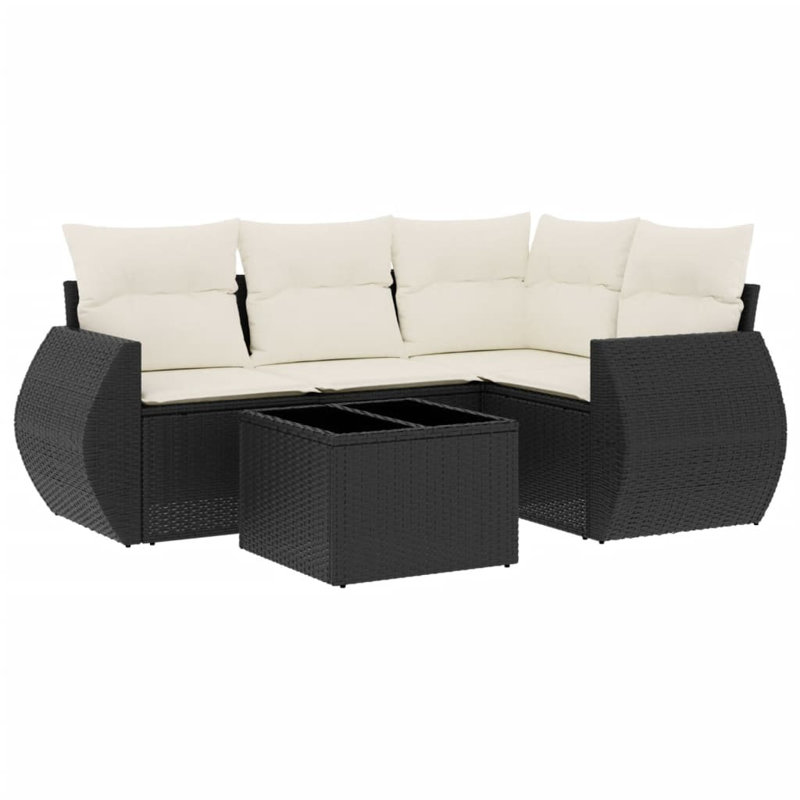 Ensemble de canapé de jardin Vidaxl noir, blanc crème