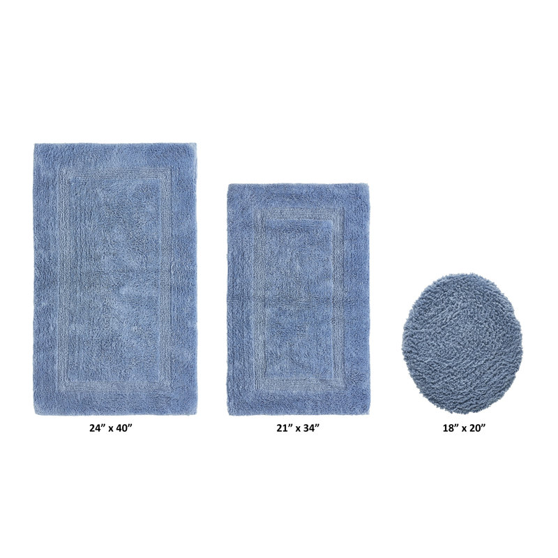 Annerose Premium 100% Cotton 3 Piece Bath Rug Sets, Machine Washable, Super Absorbent & Tufted Weave Reversible Bath Mat for Bathroom, Shower, and Tub, Oeko-Tex Certified Bathroom Rugs