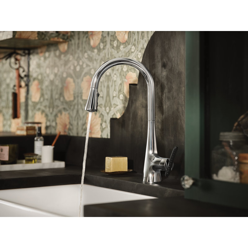 Sinema Pull Down Touchless Single Handle Kitchen Faucet with Voice Control, Motion Sense and With Accessories, Chrome