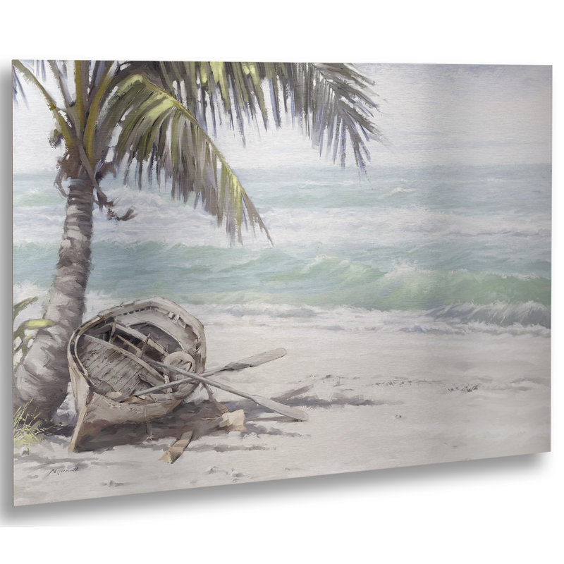 « bateau on beach », impression, H 16 po x l 22 po x p 1 po, Sans cadre