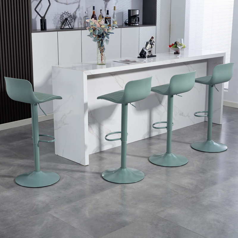 Modern PU Leather Adjustable Counter Height Swivel Barstools(Set Of 2), Green