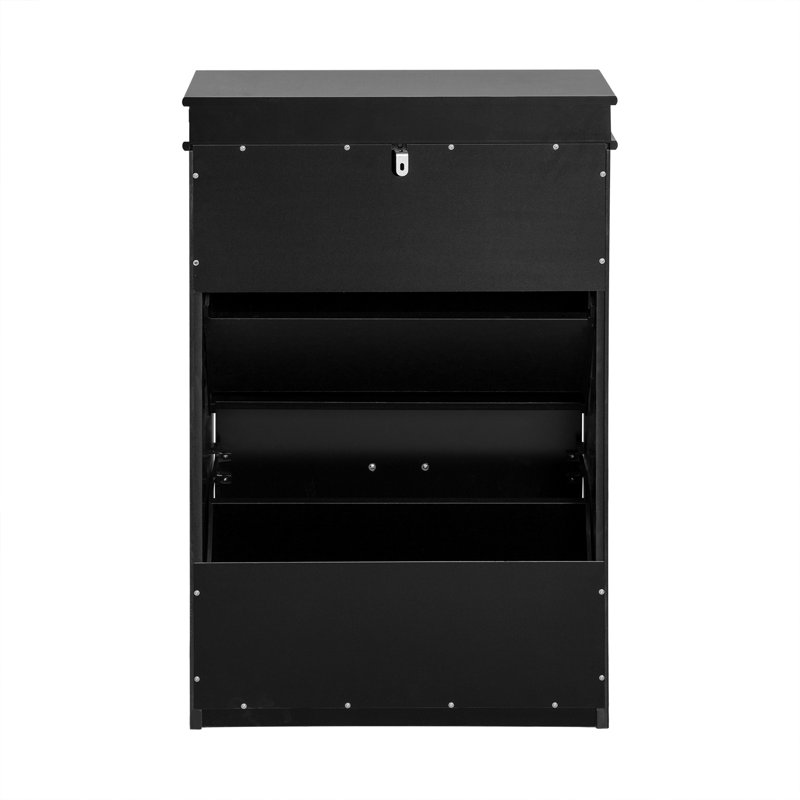 Moriah 8 Pair Flip Down Shoe Storage, Black