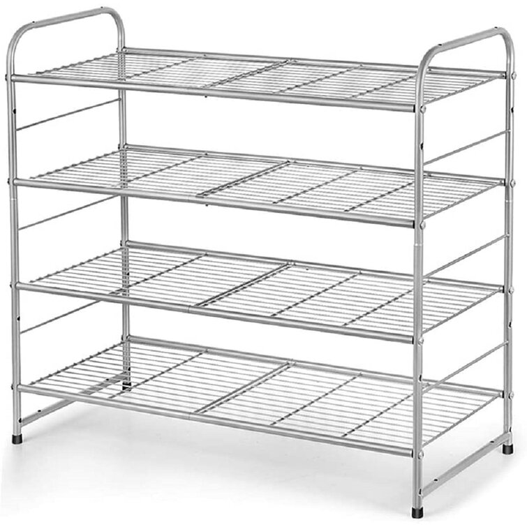 Black 4-Tier Wire Shoe Rack