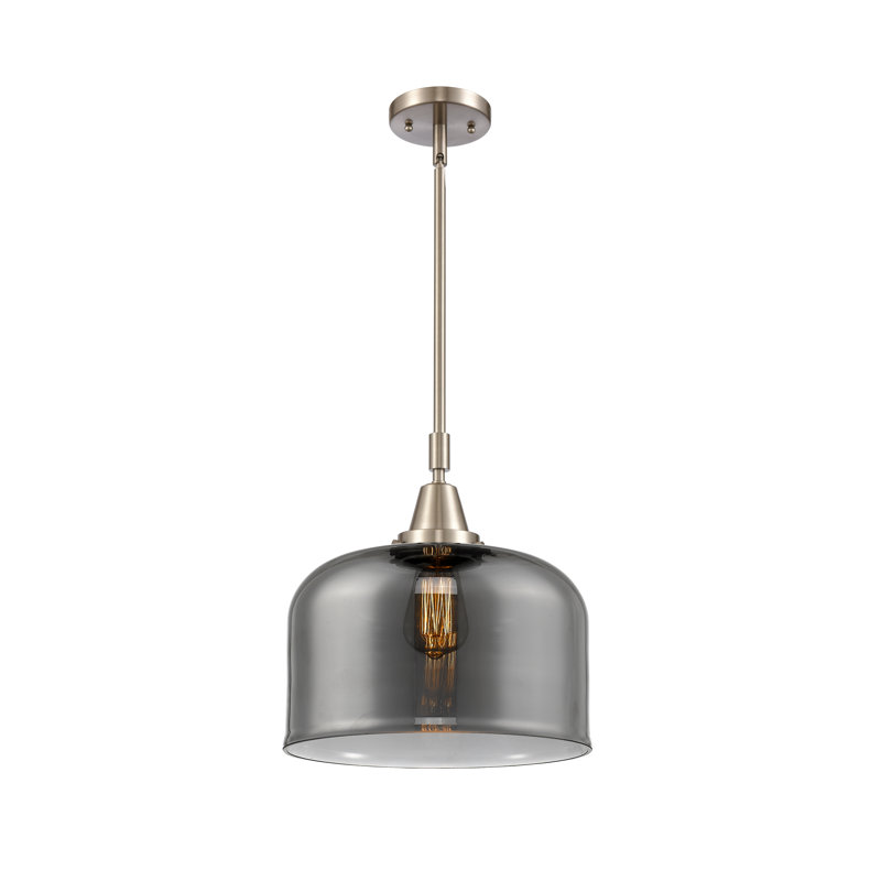 Lesher 1 - Light Single Pendant, Plated Smoke, 47.125" H x 12" W x 12" D, Brushed Satin Nickel