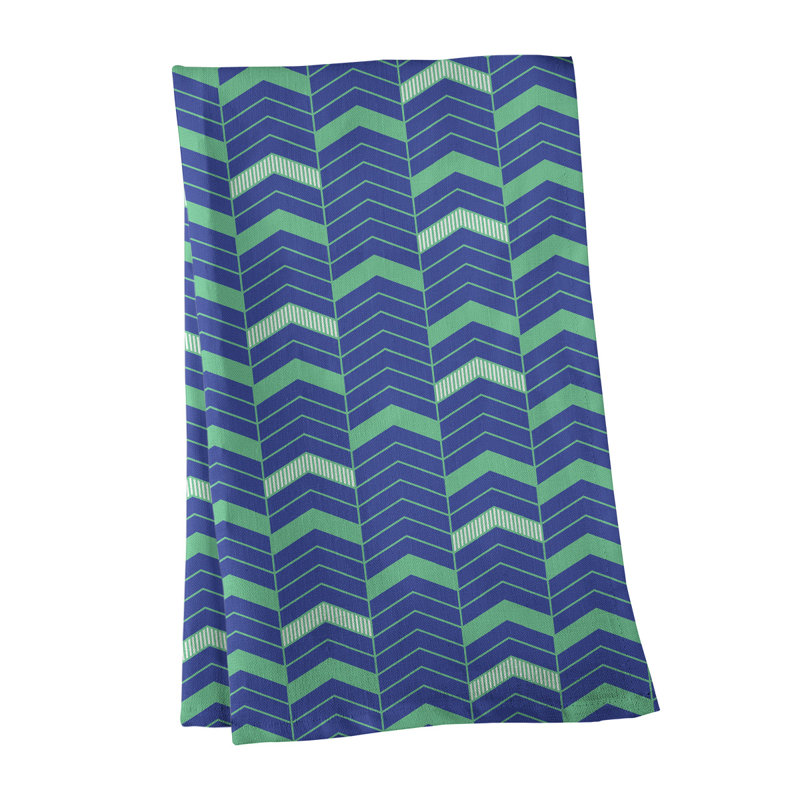 Stephenie Tea Towel Kitchen Towel, Royal Blue/Teal, Cotton Twill