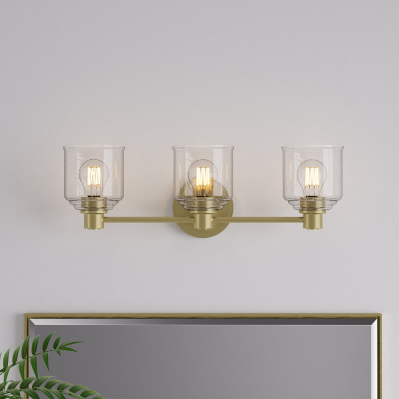 Meuble-lavabo 2 lumières Vessair, H 7,5 po x l 14 po x P 6 po, Laiton, Deux lumières