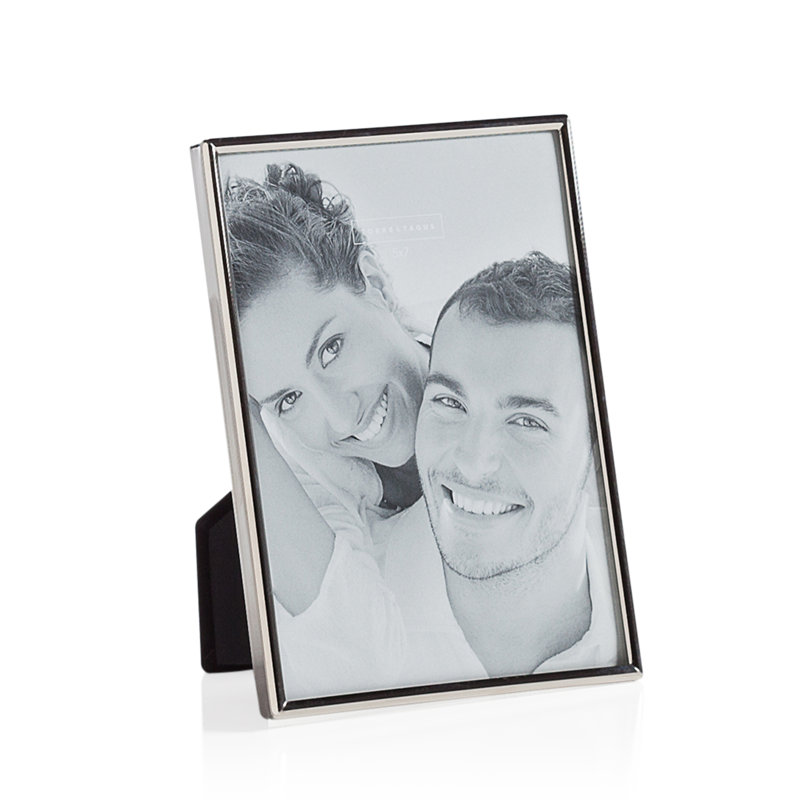 Cadre photo simple en métal avec miroir en argent, 5 po x 7 po