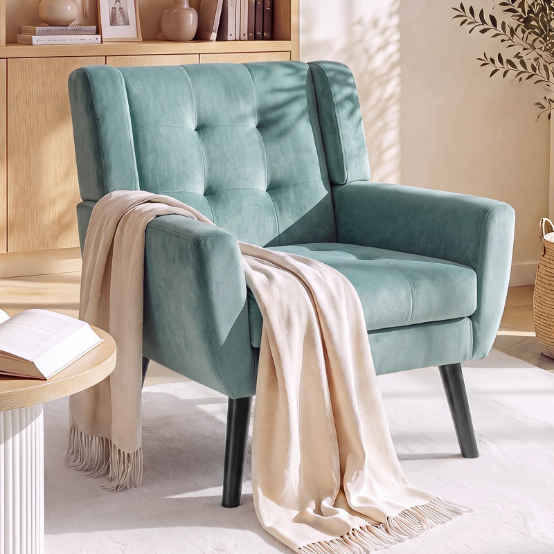 Fauteuil d'appoint Bolanle, Velours vert menthe