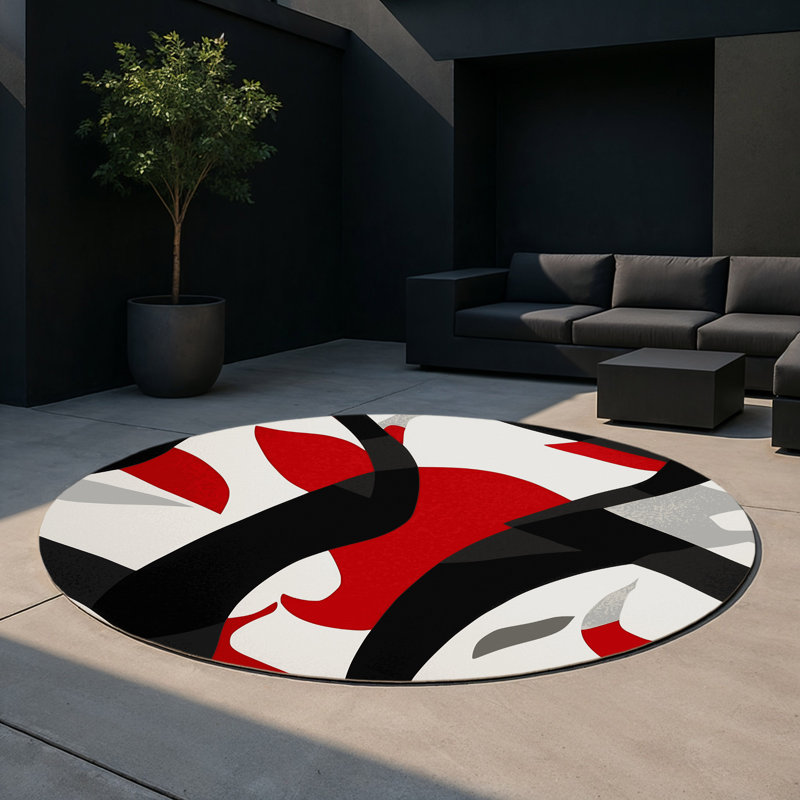 Sinister Pulse Indoor And Outdoor Area Rug, Round 5'