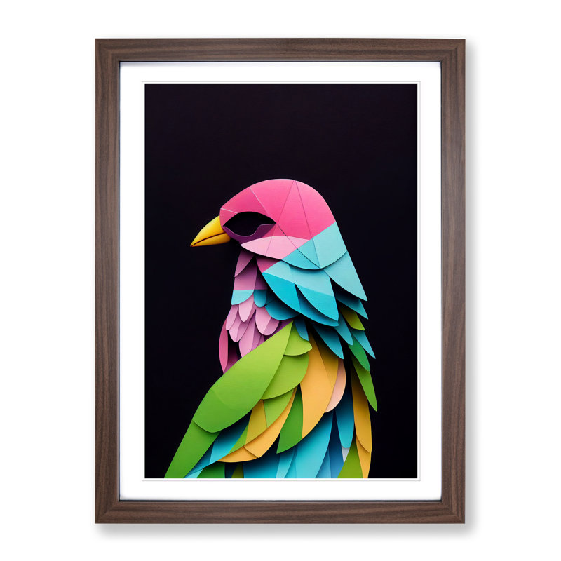 XV1022-3397X Paper Bird Abstract - Print, Walnut Framed, 66cm H x 48cm W