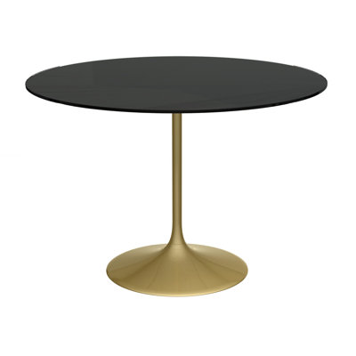 Clarke County Round Glass Top Dining Table with Stainless Steel Base