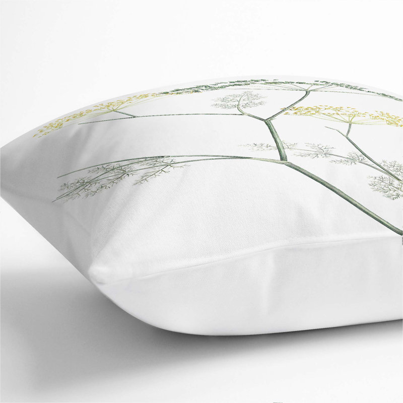 Floral Square Throw Cushion, 40cm H x 40cm W x 15cm D, White