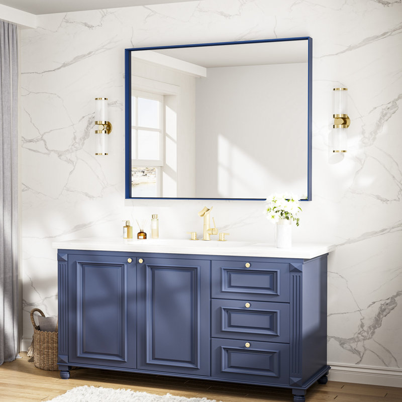 Stemn Framed Bathroom Vanity Mirror Accent Mirror, 48" x 36", Bleu