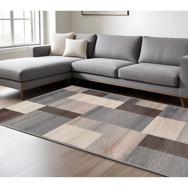 Tapis gris résistant aux taches, Rectangle 7 pi x 9 pi