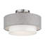 Grand semi-encastré 3 lumières en nickel brossé avec abat-jour en tissu gris et blanc fabriqués à la main