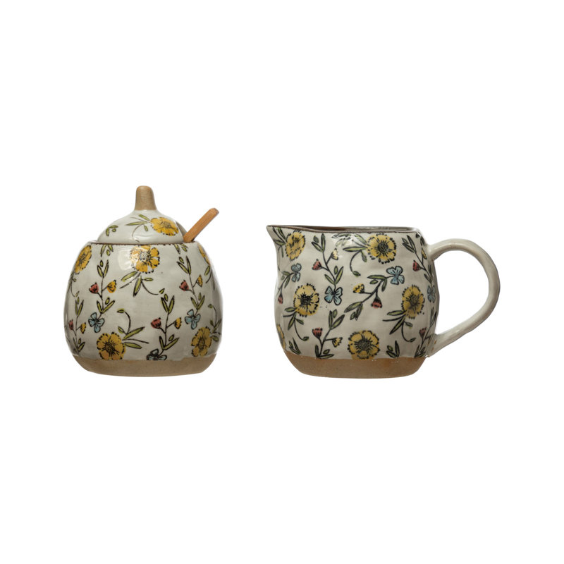 Sugar And Creamer Set with Lid