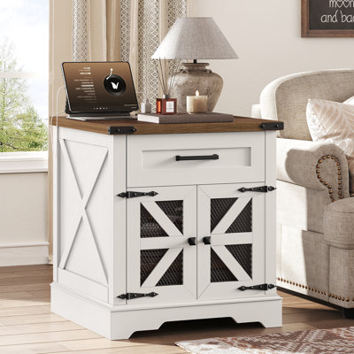 Table de bout l 23,6 po avec station de charge et armoire de rangement