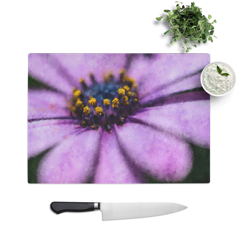 Tempered Glass Pollen of a Purple Gerbera Flower Chopping Board, 28.5 cm x 39 cm