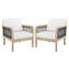 Ensemble de 2 chaises longues de patio modernes, corde en bois d'acacia pour la maison extérieure