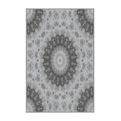 Tapis gris/blanc tissé à la machine