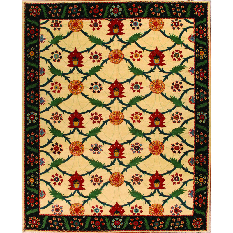Persia Wool Oriental Area Rug in Tan/Green/Red, Rectangle 13' x 18'