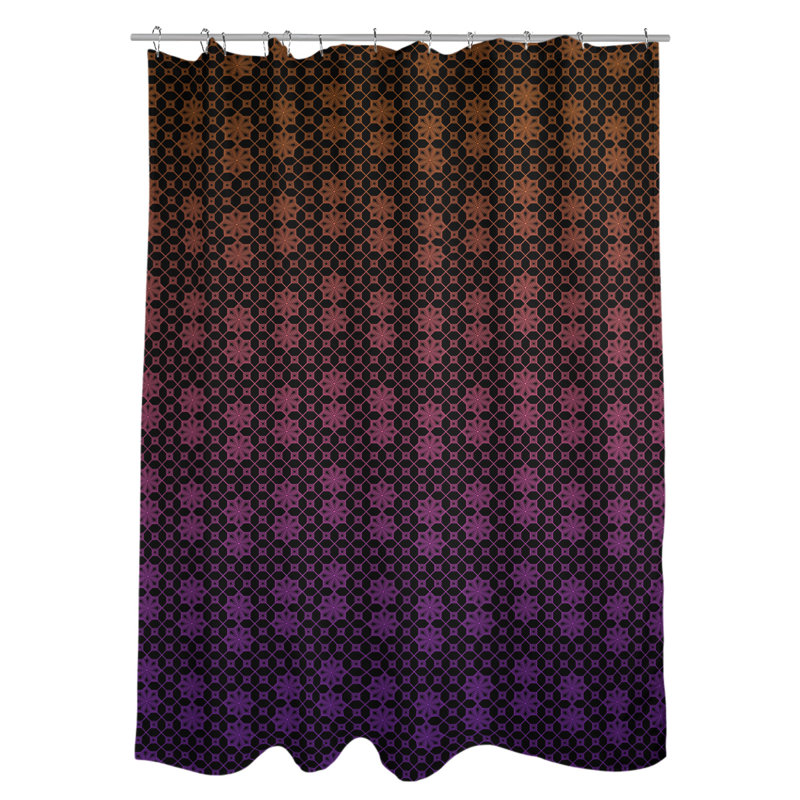 Rideau simple en treillis carré, Orange / mauve