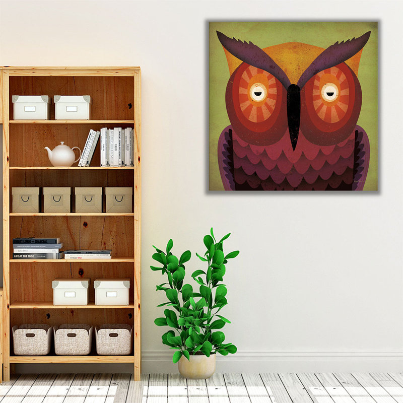Owl Wow - reproduction d'art sur toile, H 24 po x l 24 po