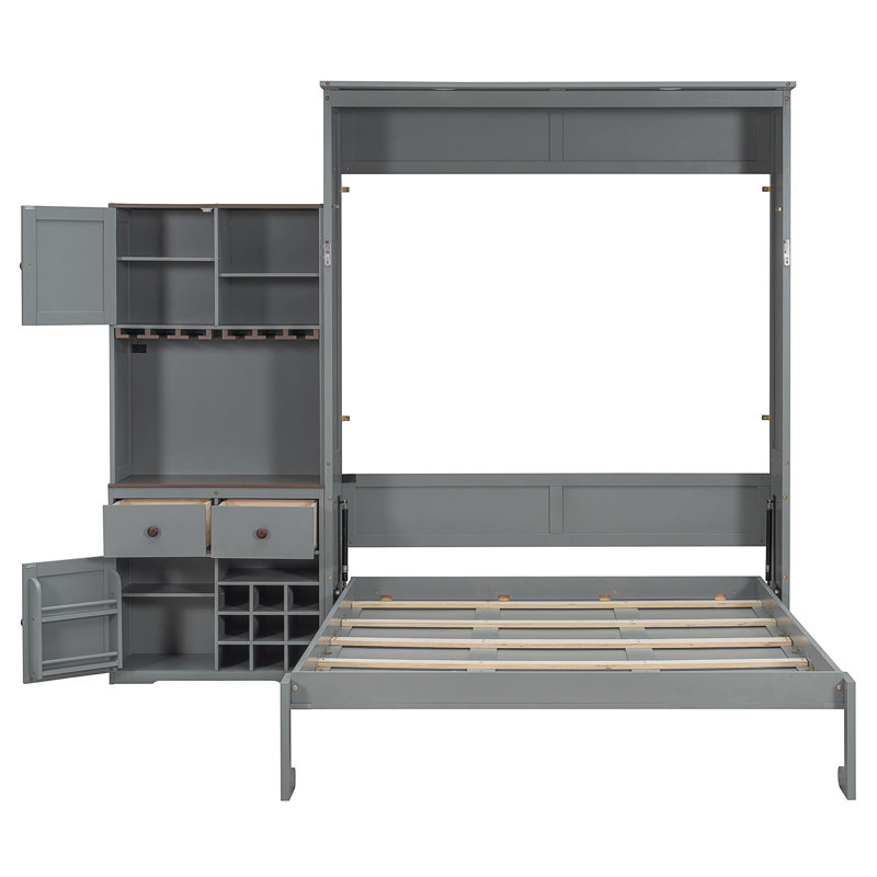 Lit escamotable avec armoire de rangement Murphy, Gris