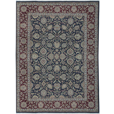 Hand-Knotted High-Quality Black and Red Area Rug