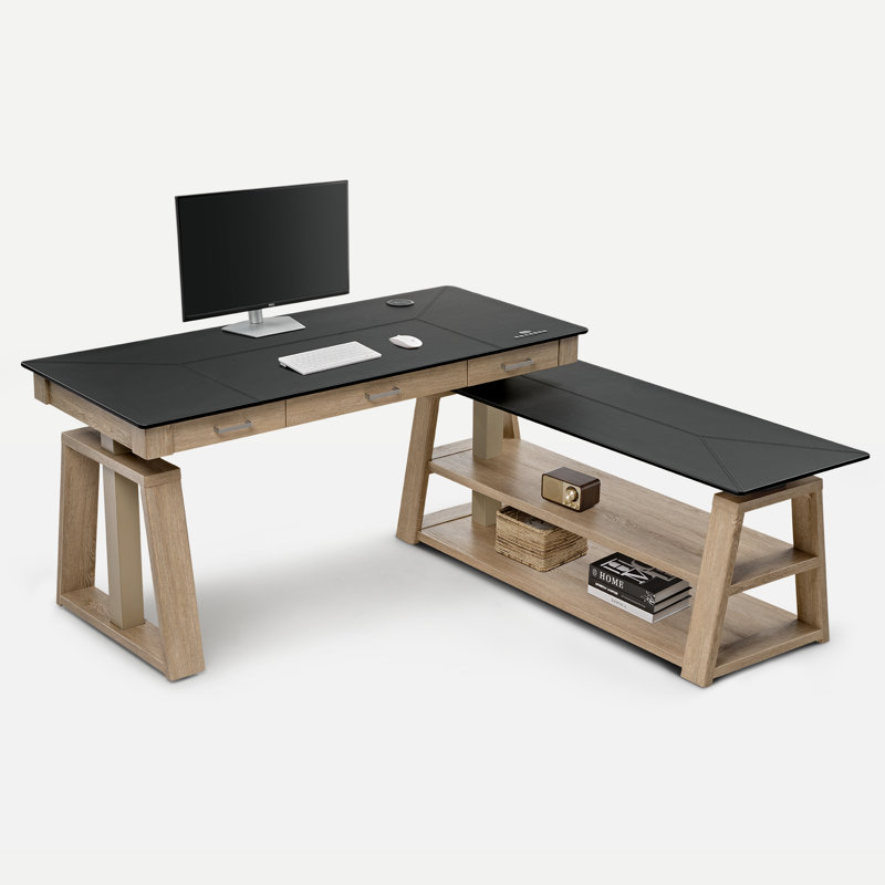 Bureau de direction électrique minimaliste en L avec plateau en cuir Minimalist 