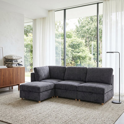 Canapé modulaire modulaire, canapé convertible avec rangement