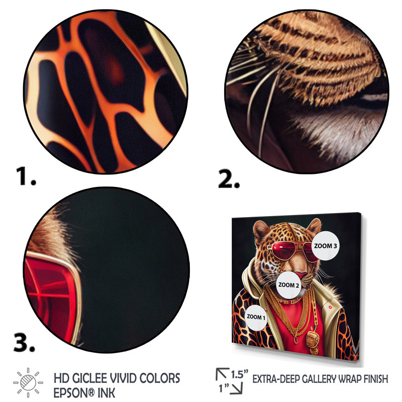 «Fashion Tiger I», reproduction encadrée sur toile, L 24 po x H 24 po, Or