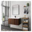 Meuble-lavabo flottant 36 po en noyer californien avec portes à fermeture en douceur et lavabo intégré