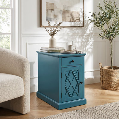 Table de bout fonctionnelle fonctionnelle avec ports de charge USB intégrés, armoire de rangement spacieuse, tiroir coulissant et tablette ouverte, table d'appoint polyvalente convenant au salon