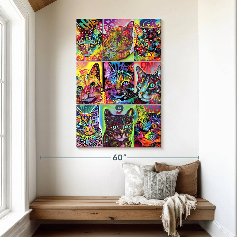 Brampt Nine Up Of Cats, 50" H x 32" W