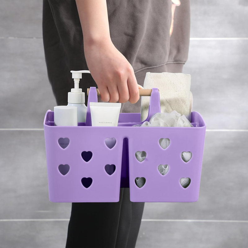 Purple Portable Plastic Shower Caddy Organizer with Handle