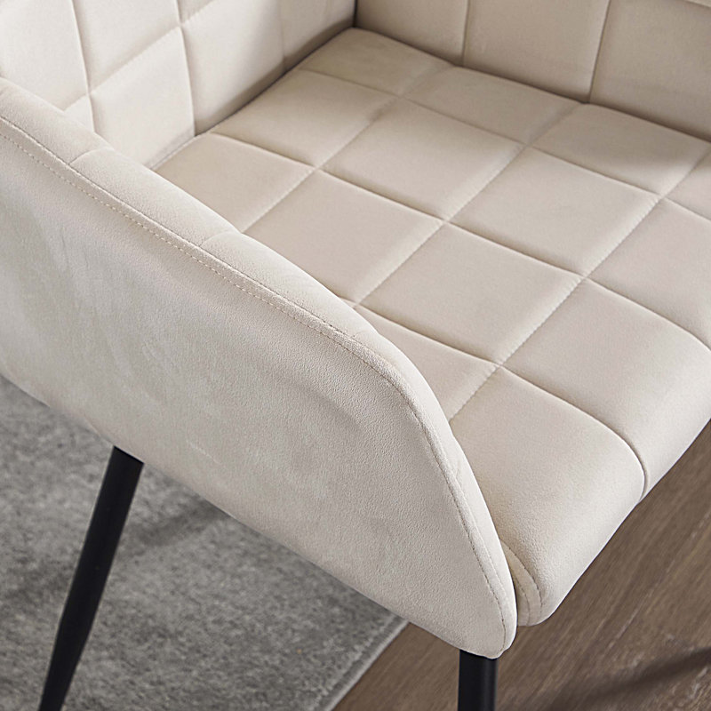 Ensemble de 2 chaises de salle à manger rembourrées, Crème, crème