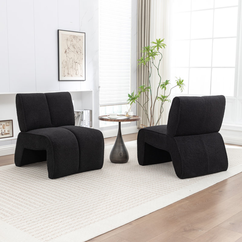Mathias Upholstered Faux Fur Accent Chair, Black