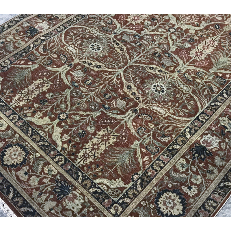 Tapis rouge et rouge noué à la main de haute qualité, Rectangle 5 pi 1 po x 12 pi