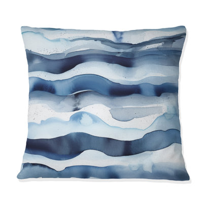Coussin décoratif abstrait avec vagues bleues classiques II