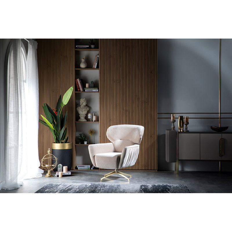 Fauteuil Florya, Velours beige